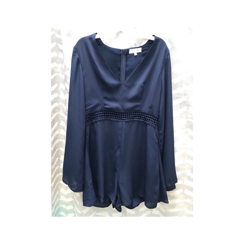 Blue Long Sleeve Romper